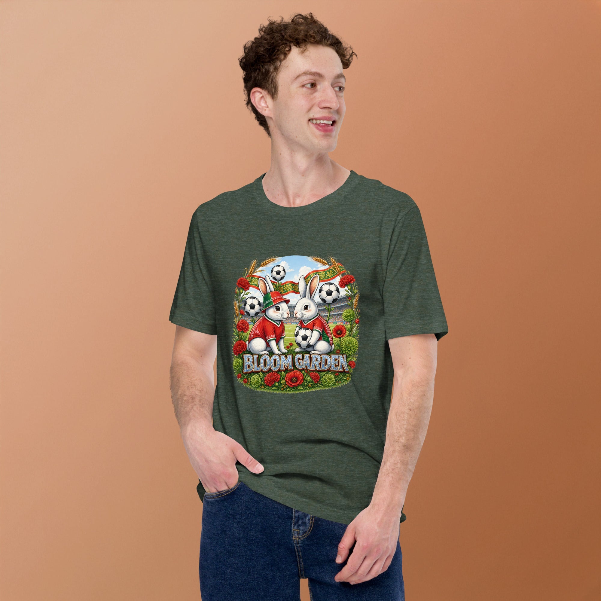 Bloom Garden "Goal & Garden" Portugal Rabbit Tee | Portugal Soccer Fan | Canada Mexico USA 2026 | Unisex - BLOOM GARDEN