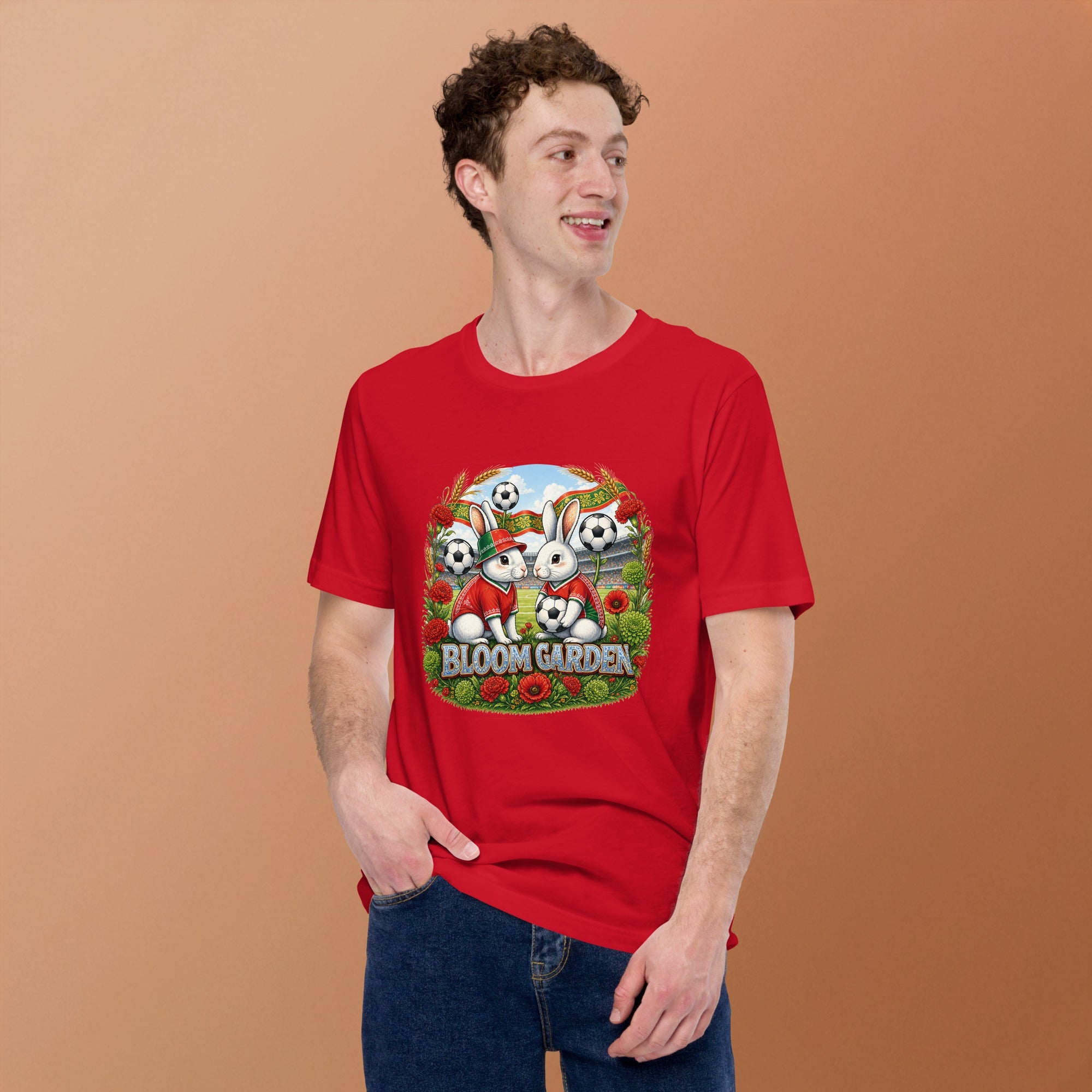 Bloom Garden "Goal & Garden" Portugal Rabbit Tee | Portugal Soccer Fan | Canada Mexico USA 2026 | Unisex - BLOOM GARDEN
