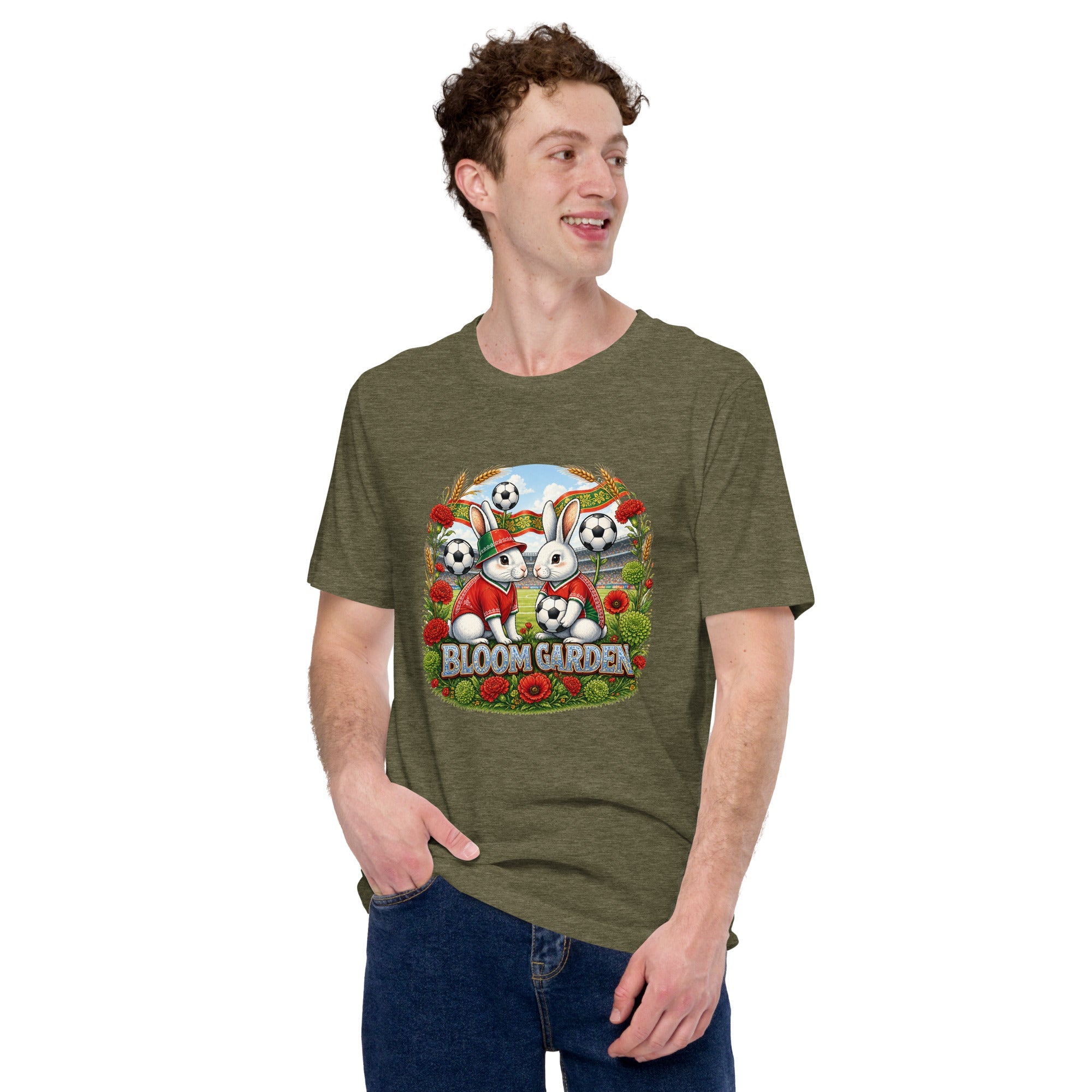 Bloom Garden "Goal & Garden" Portugal Rabbit Tee | Portugal Soccer Fan | Canada Mexico USA 2026 | Unisex - BLOOM GARDEN