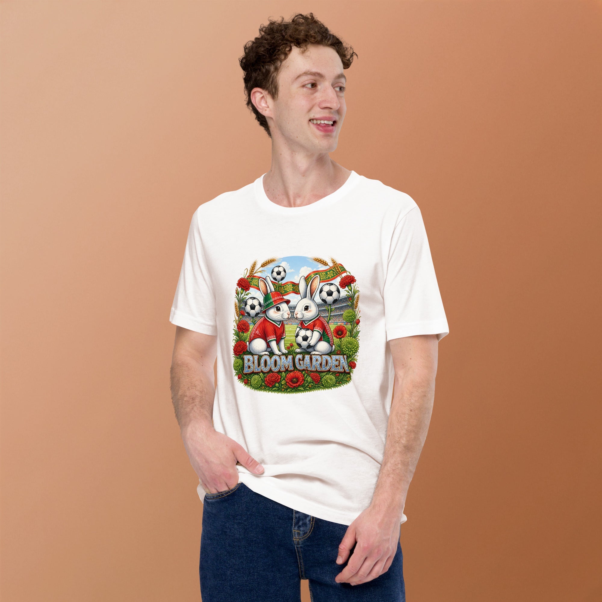 Bloom Garden "Goal & Garden" Portugal Rabbit Tee | Portugal Soccer Fan | Canada Mexico USA 2026 | Unisex - BLOOM GARDEN
