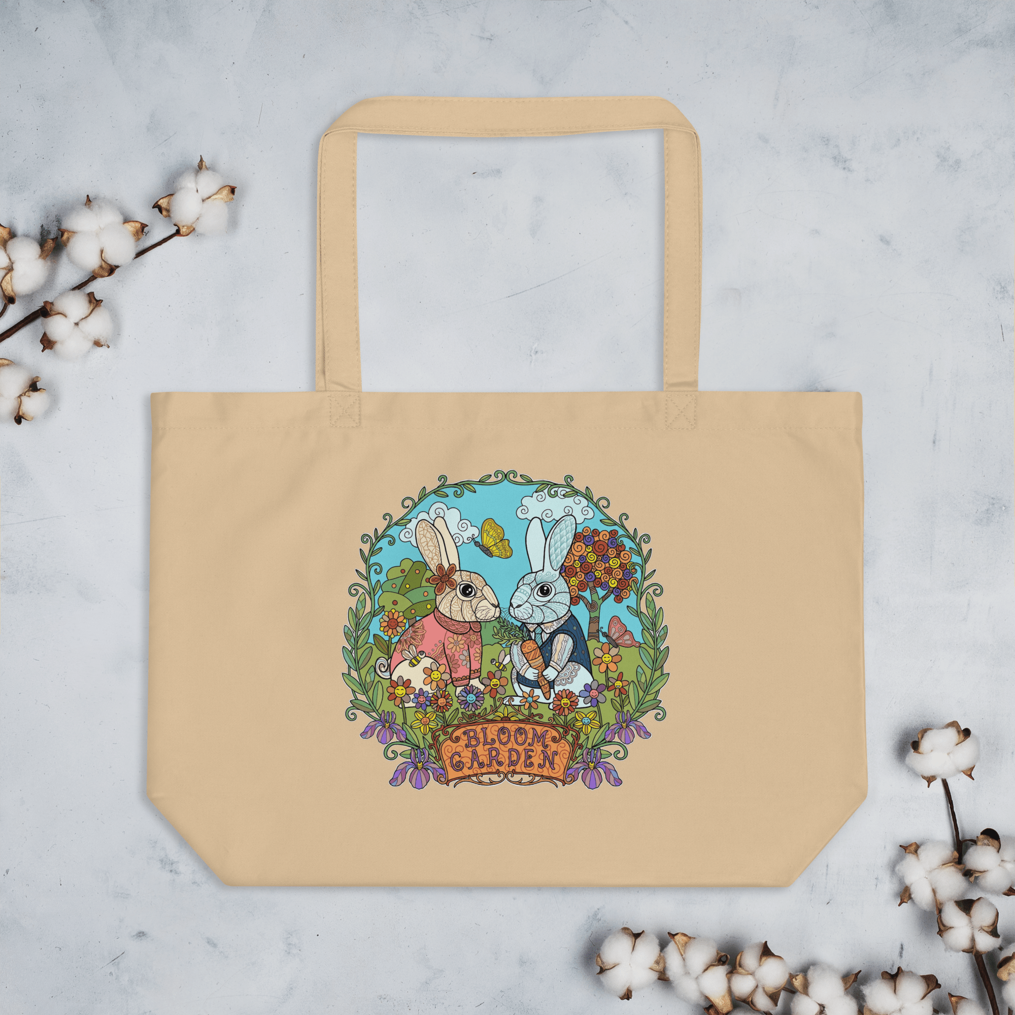 Bloom Garden Large Organic Tote Bag - BLOOM GARDEN