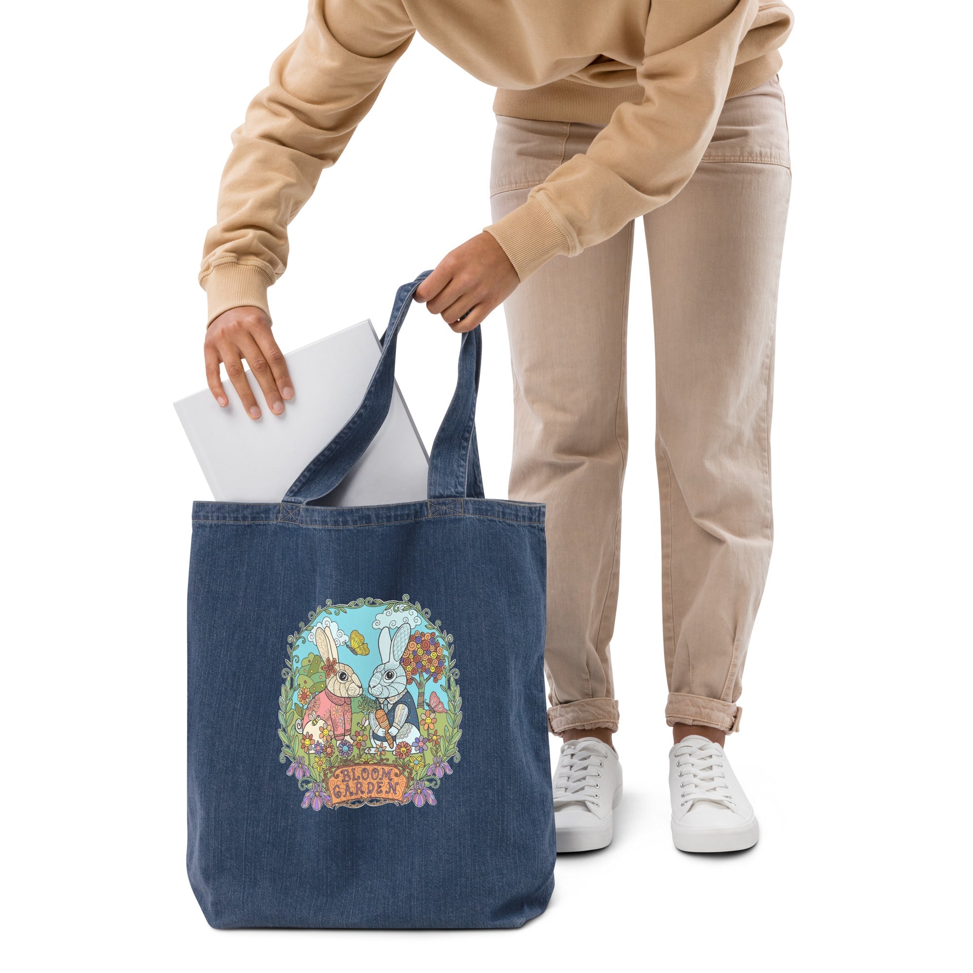 Bloom Garden Organic Denim Tote Bag - BLOOM GARDEN