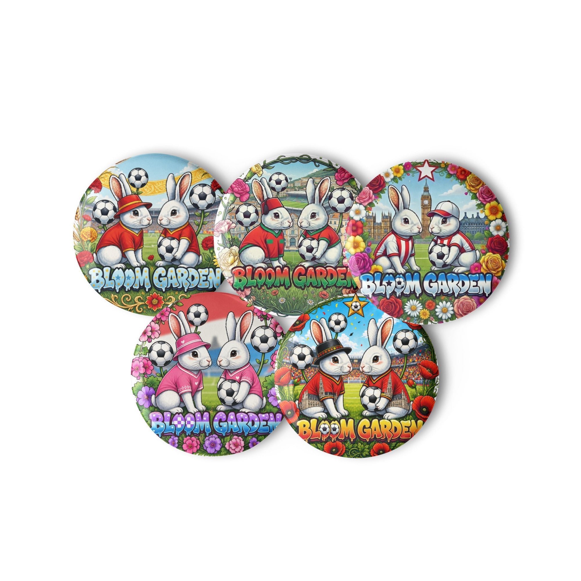 European Rising Stars Badge Set ( 5 Pins ) - Belgium, UK, Croatia, Morocco, Spain - BLOOM GARDEN