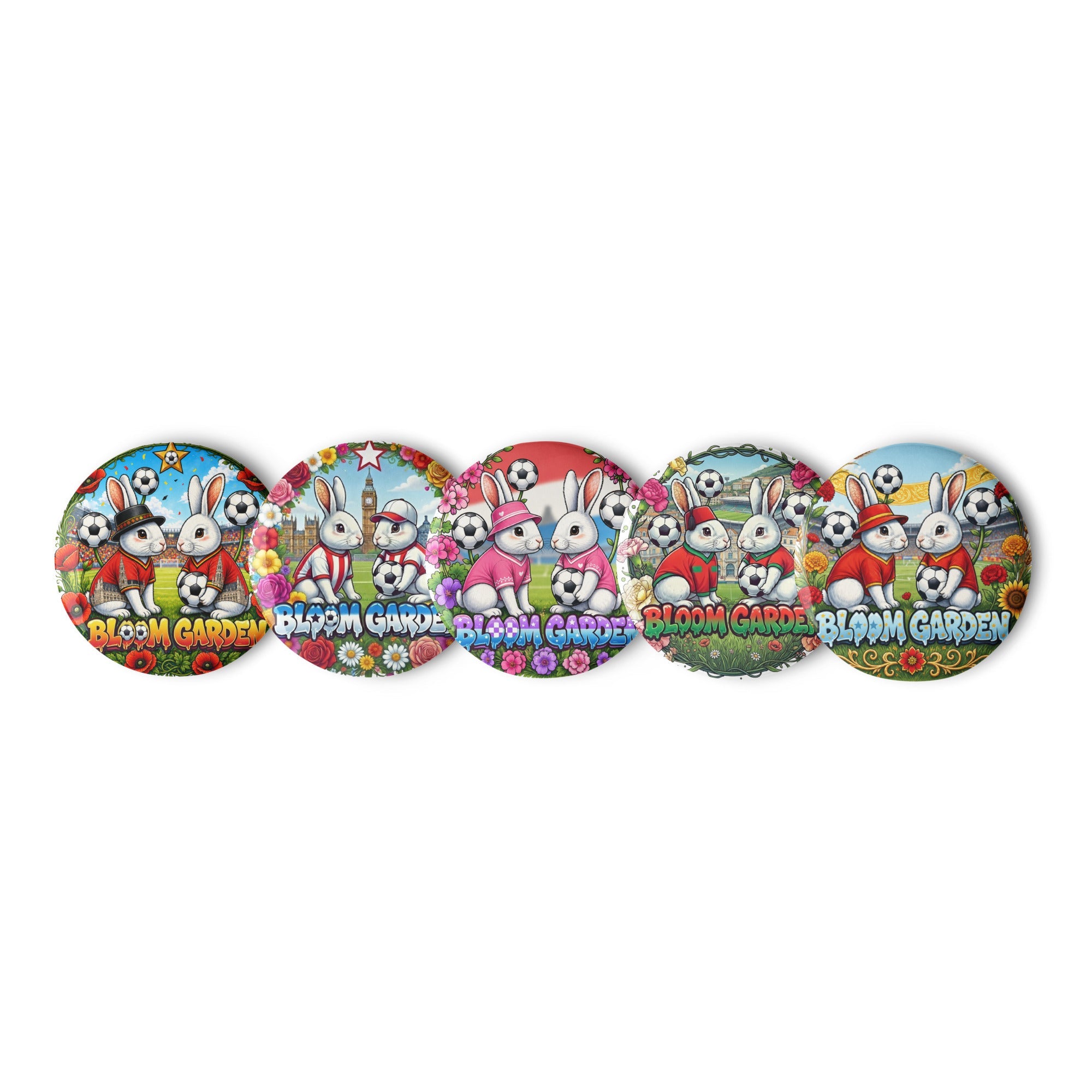 European Rising Stars Badge Set ( 5 Pins ) - Belgium, UK, Croatia, Morocco, Spain - BLOOM GARDEN