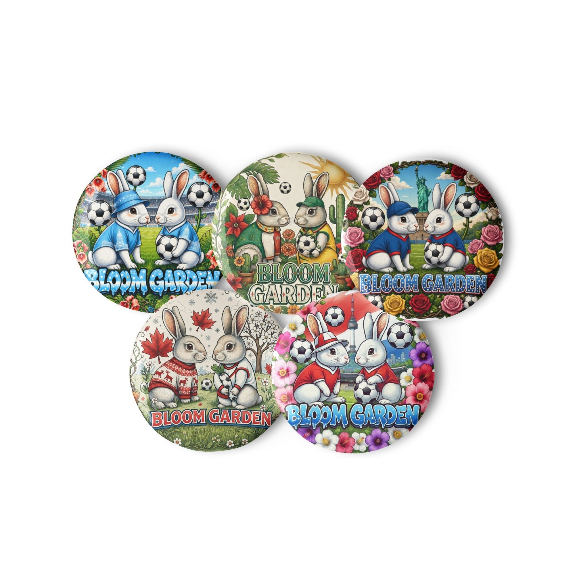 Global Spirit Set ( 5 Pins ) - Korea, USA, Canada, Mexico, Argentina - BLOOM GARDEN